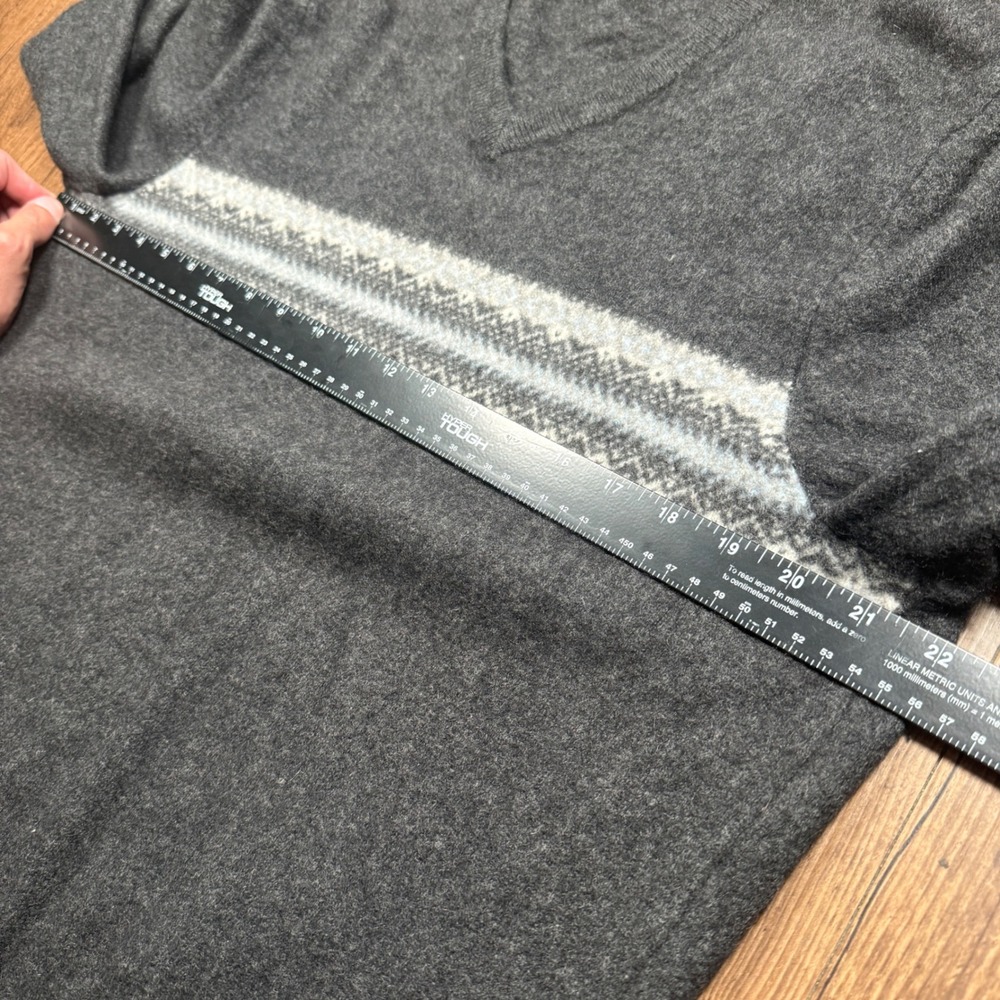 Club Room Cashmere Sweater Mens XXL Gray V-Neck Fair Isle Stripe Pullover READ - Picture 4 of 8